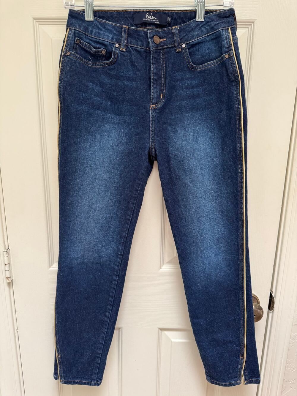 Boden Womens Edinburgh Relaxed Fit Ankle Crop Jeans Size 6 Dark Wash